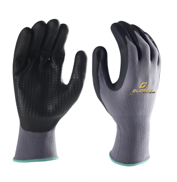 Nitrile Coated Safety Work Gloves, Dots for Anti-Slip Grip, Endurance Seamless Knit